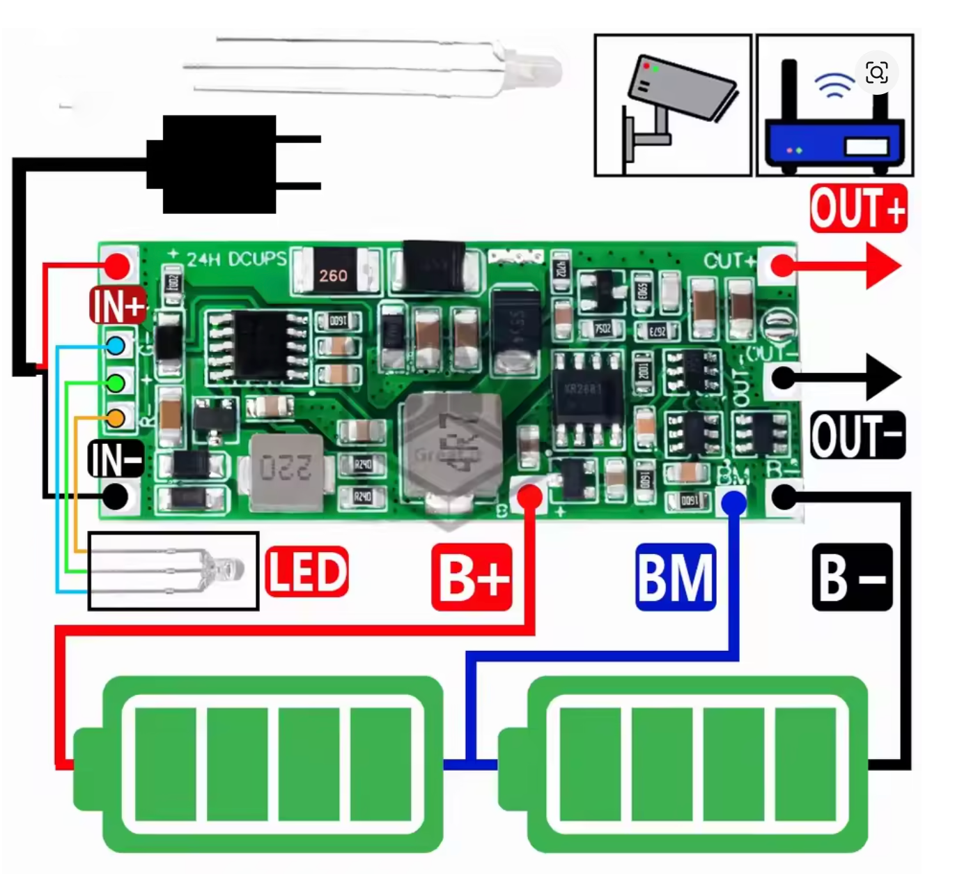 2S DC 12V/15V 24W 1A UPS Power Supply Module Uninterruptible Power Control Board 2S V4.0CN Charging Step Up Protection Module