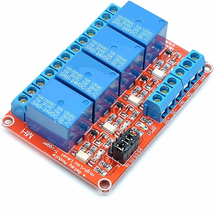 4 Channel 24V Relay Module High & Low Level Trigger | Industrial Control Board
