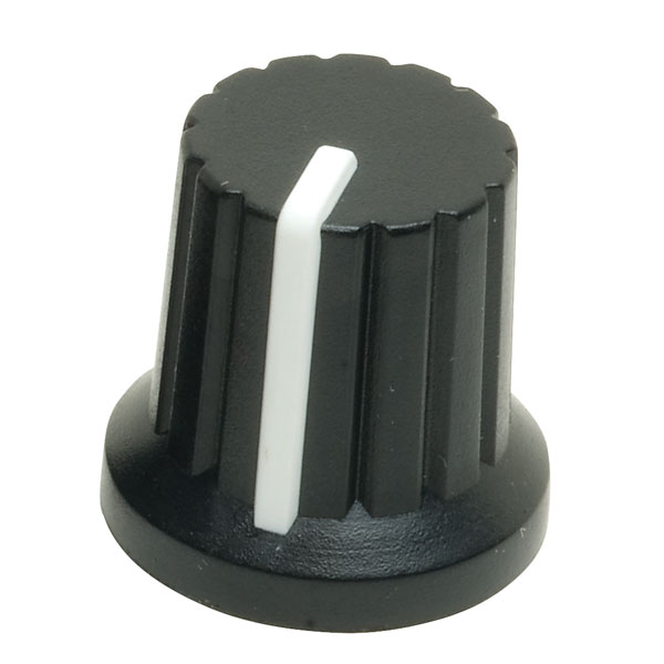 Potentiometer Knob (White Pointer) – Push Fit for 6mm Shaft