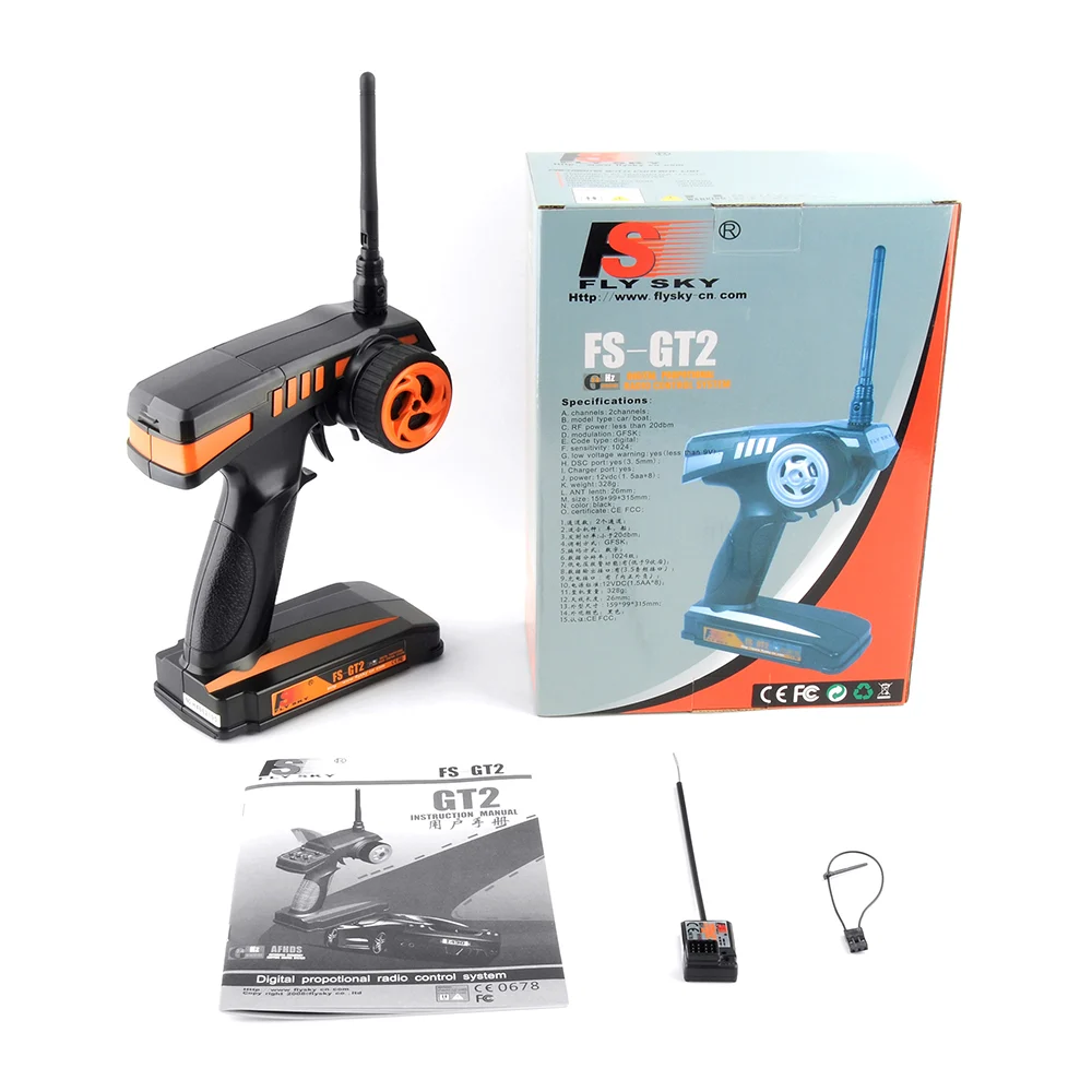 Flysky FS-GT2 Transmitter with FS-GR3E Receiver for Rc Car Boat